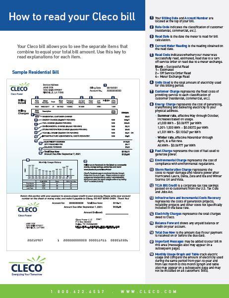 How to read your Cleco bill
