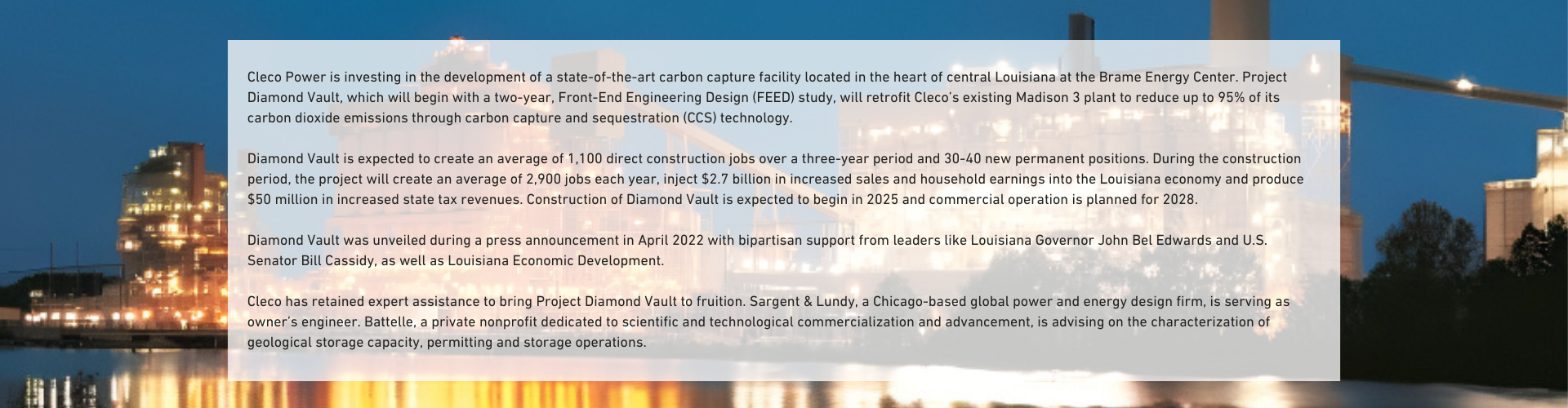 Louisiana Energy Project, Cleco Diamond Vault